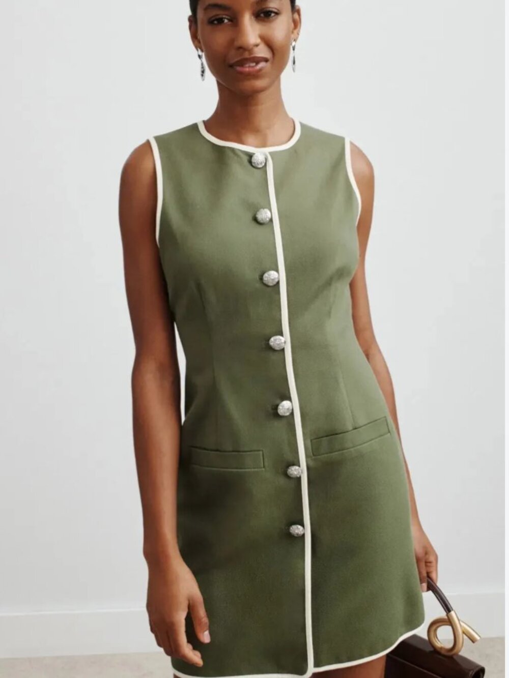 Veronica Beard Whistler Dress- 6- Olive Green- MSRP $548